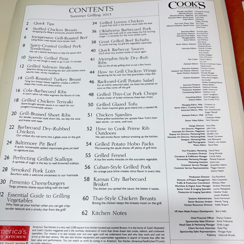Cooks Illustrated Summer Grilling 2013 Magazine Americas Test Kitchen Recipes - Picture 2 of 2
